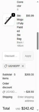 UG10OFF coupon verification screenshot