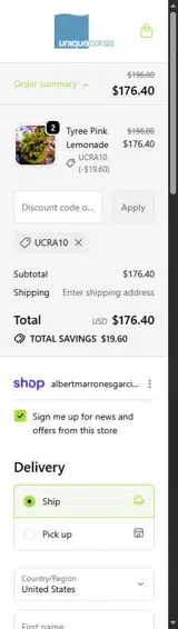 UCRA10 coupon verification screenshot