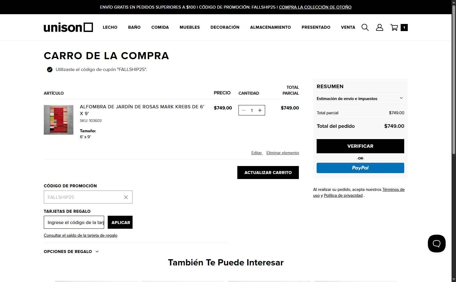 Unison checkout page showing Unison promo code box | Screenshot taken by SimplyCodes community member on Sep 30, 2025