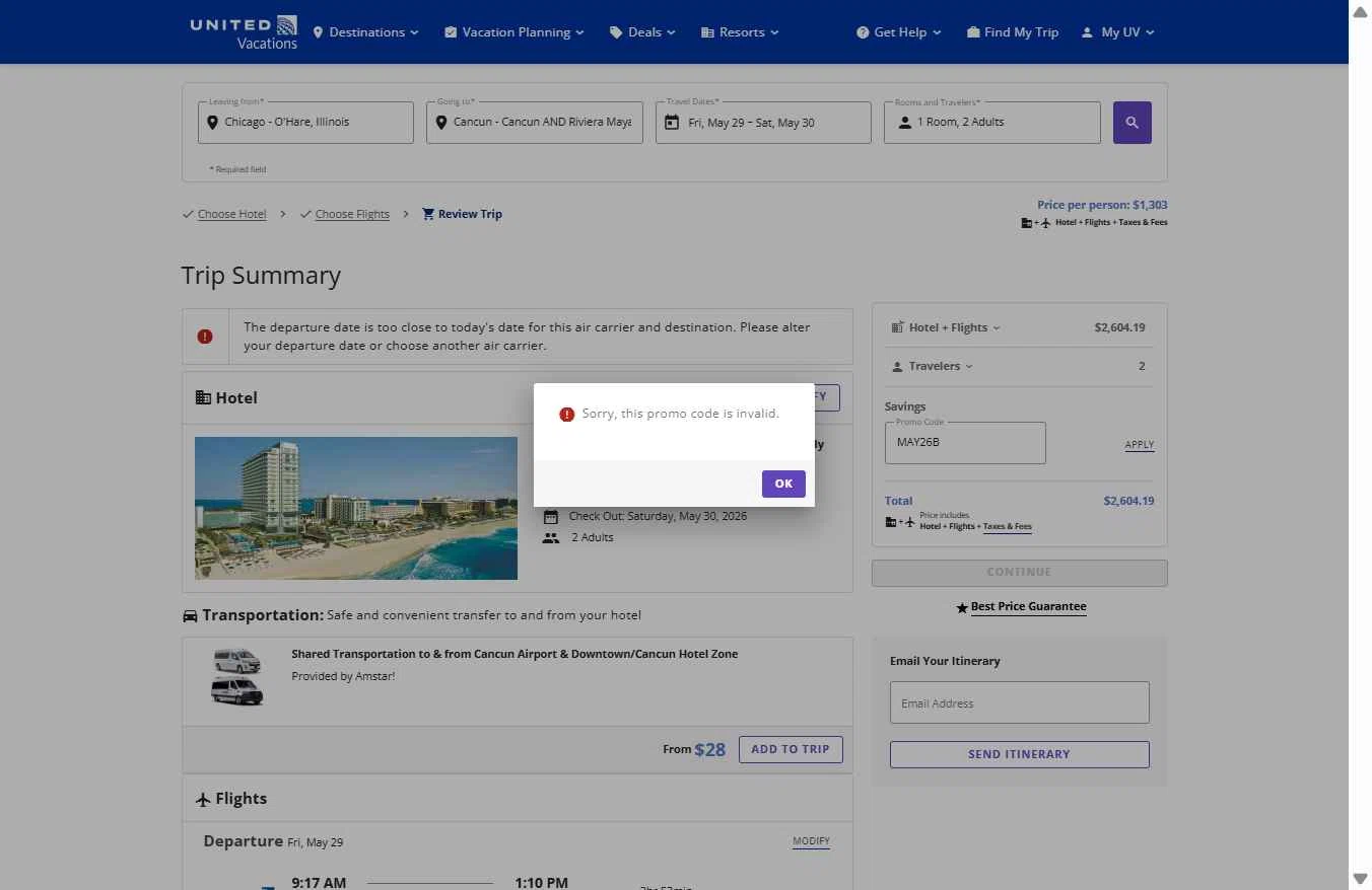 Verification screenshot for Discount Hawaii and Europe Multi Stop Destinations (members Only) at United Airlines — 14d ago