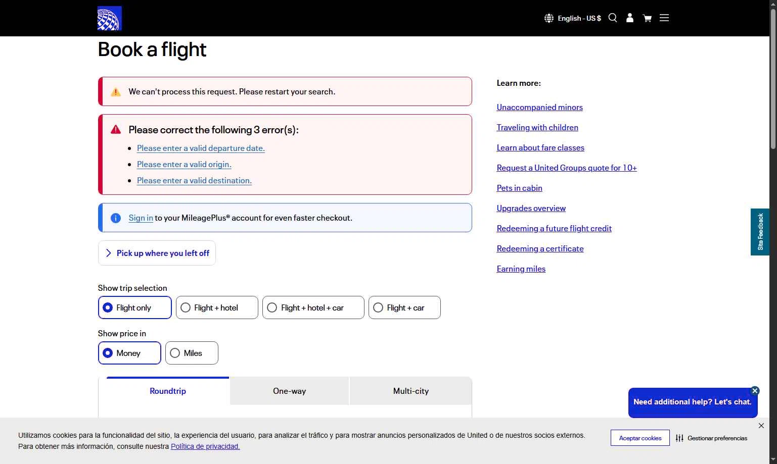 Verification screenshot for 15% Off Storewide at United Airlines — 31d ago