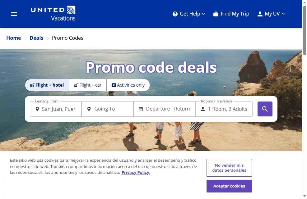 Verification screenshot for $150 Off Per Booking on Vacation Package Reservations (members Only) at United Airlines — 44d ago