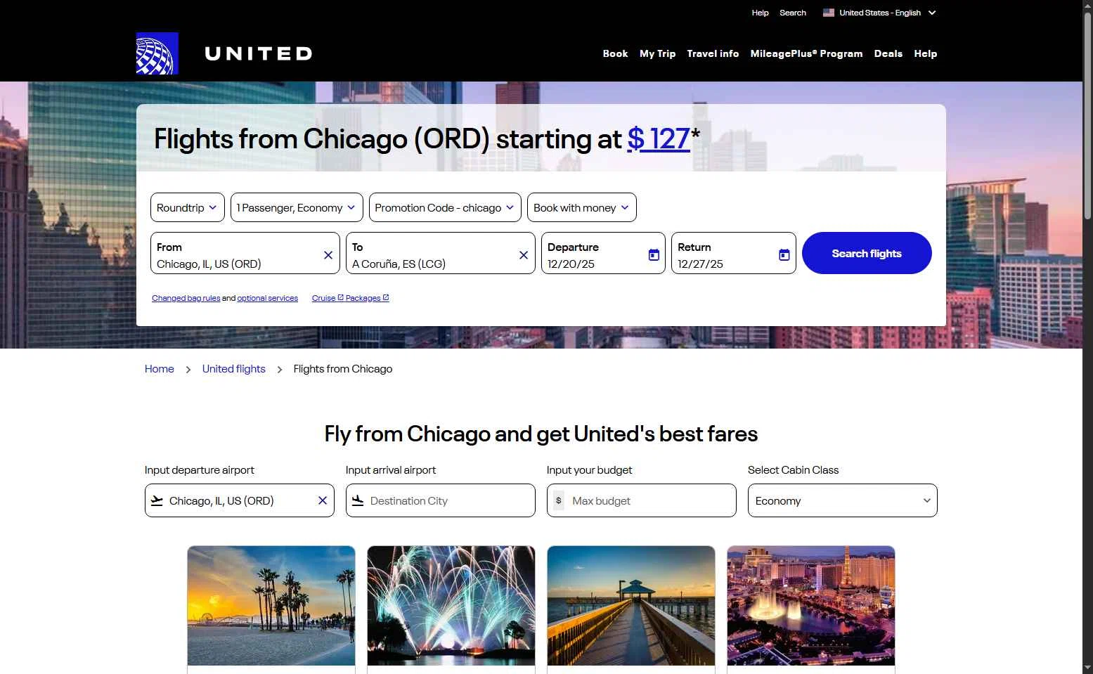United Airlines checkout page showing United Airlines promo code box | Screenshot taken by SimplyCodes community member on Dec 13, 2025