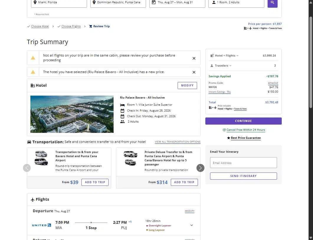 Verification screenshot for 5% Off 3 Night Minimum Stay Required (members Only) at United Airlines — 18d ago