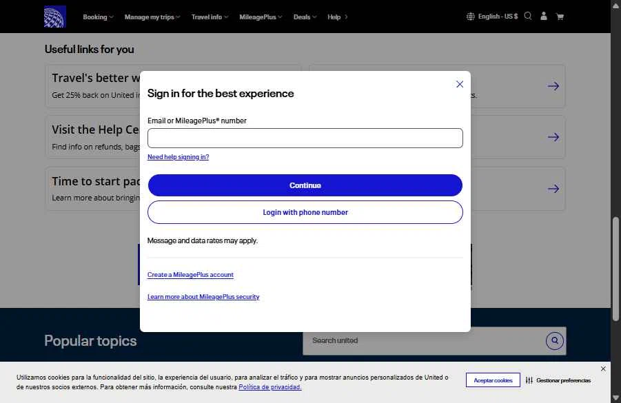 Verification screenshot for Save up to 125 Per Booking on Vacation Package Reservations Select Items (members Only) at United Airlines — 55d ago