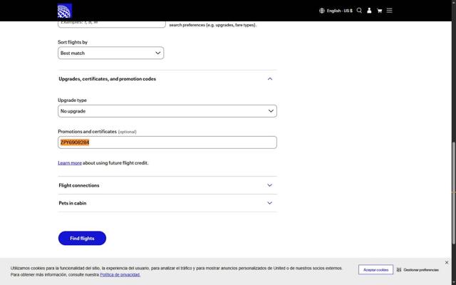 United Airlines checkout page showing United Airlines promo code box | Screenshot taken by SimplyCodes community member on Sep 29, 2025