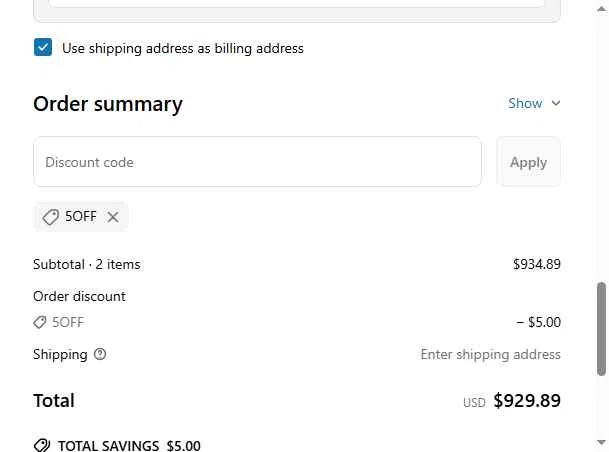 United RV Center checkout page showing United RV Center promo code box | Screenshot taken by SimplyCodes community member on May 20, 2025