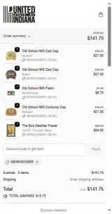 United State of Indiana coupon verification screenshot