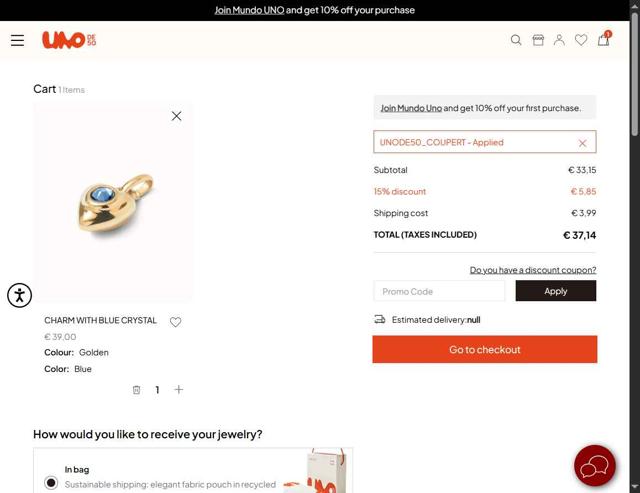 UNOde50 checkout page showing UNOde50 promo code box | Screenshot taken by SimplyCodes community member on Sep 1, 2025