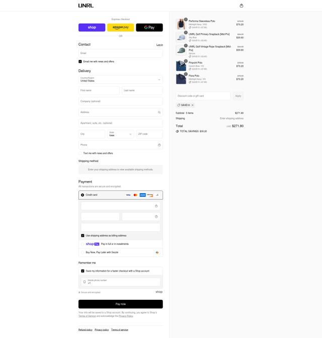 UNRL checkout page showing UNRL discount code box | Screenshot taken by SimplyCodes community member on Aug 13, 2025