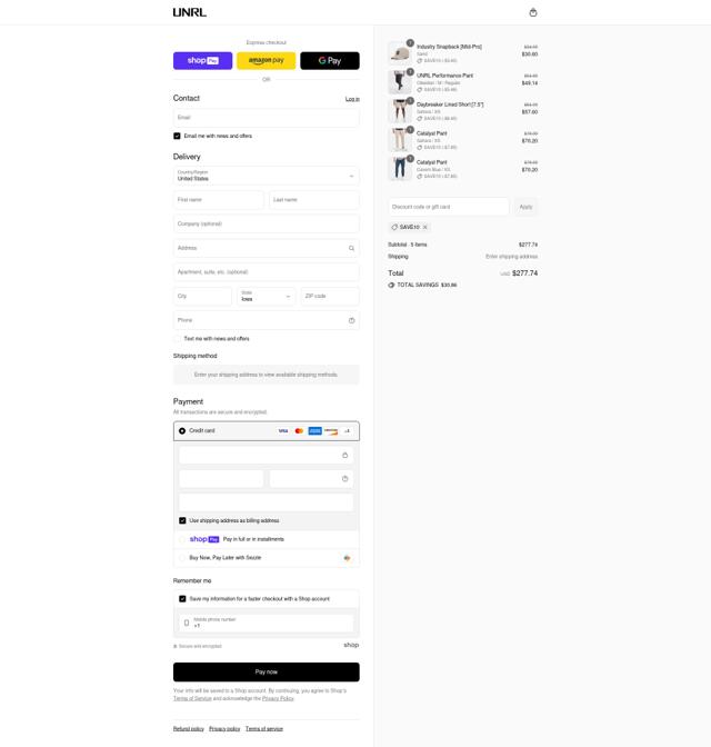 UNRL checkout page showing UNRL discount code box | Screenshot taken by SimplyCodes community member on Jul 27, 2025