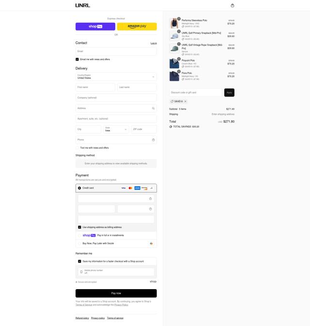 UNRL checkout page showing UNRL discount code box | Screenshot taken by SimplyCodes community member on Aug 9, 2025