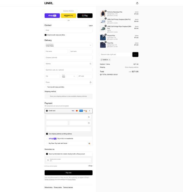 UNRL checkout page showing UNRL discount code box | Screenshot taken by SimplyCodes community member on Aug 5, 2025
