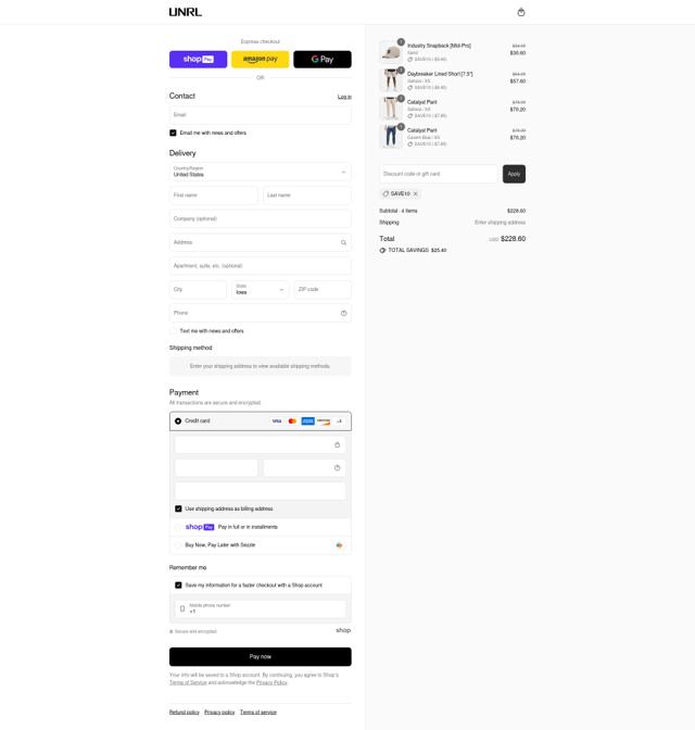 UNRL checkout page showing UNRL discount code box | Screenshot taken by SimplyCodes community member on Jul 31, 2025