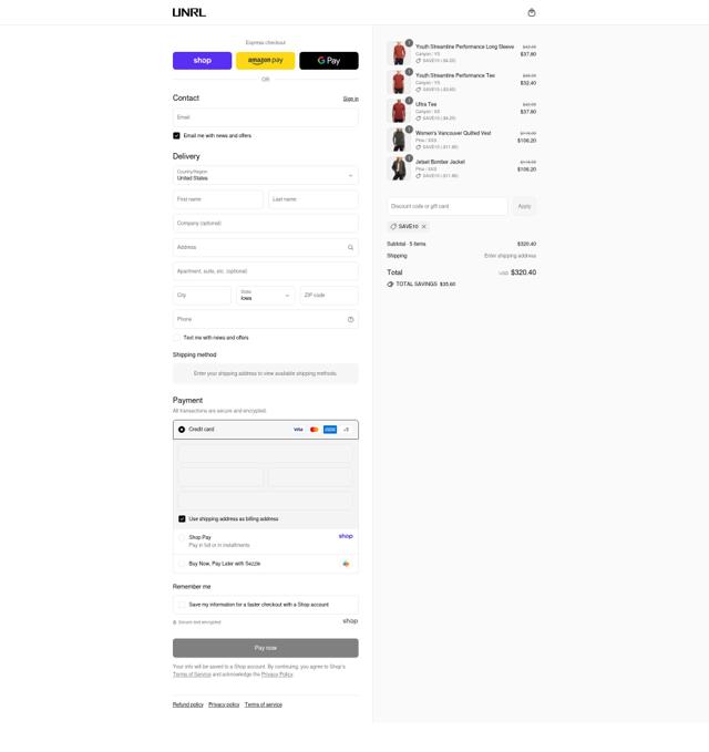 UNRL checkout page showing UNRL discount code box | Screenshot taken by SimplyCodes community member on Sep 12, 2025