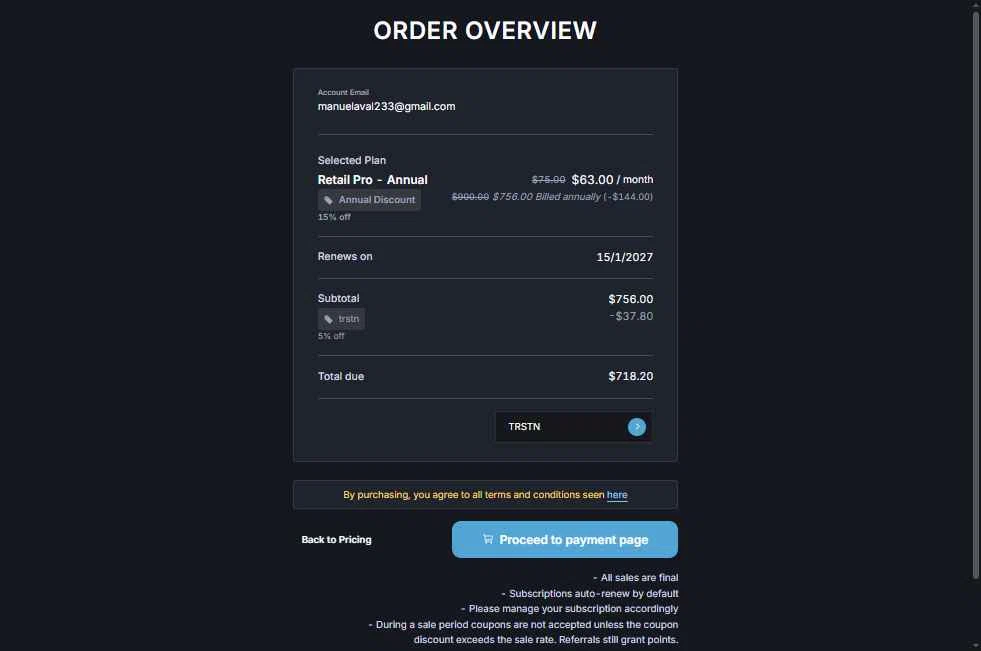 Unusual Whales checkout page showing Unusual Whales discount code box | Screenshot taken by SimplyCodes community member on Jan 15, 2026