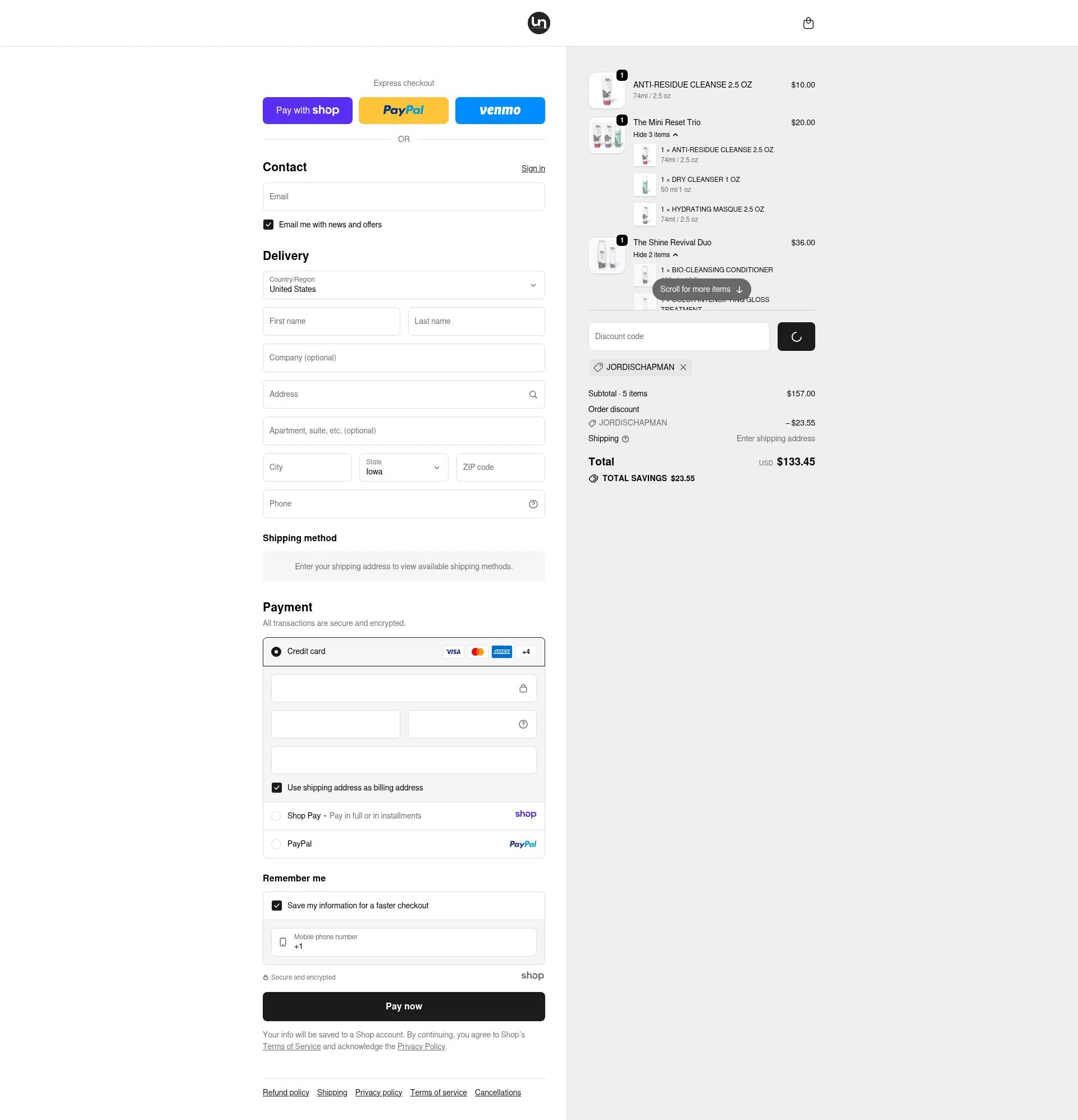 Unwash checkout page showing Unwash promo code box | Screenshot taken by SimplyCodes community member on Jan 10, 2026