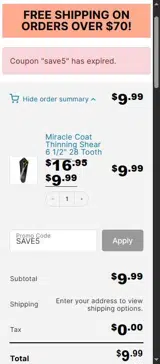 UPCO Pet Supplies coupon verification screenshot