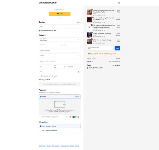 UPKO checkout page showing UPKO promo code box | Screenshot taken by SimplyCodes community member on Sep 10, 2025