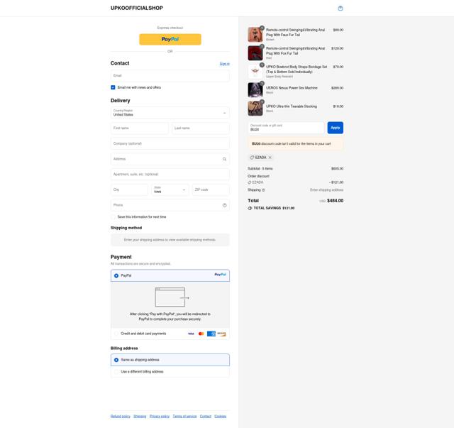 UPKO checkout page showing UPKO promo code box | Screenshot taken by SimplyCodes community member on Sep 10, 2025