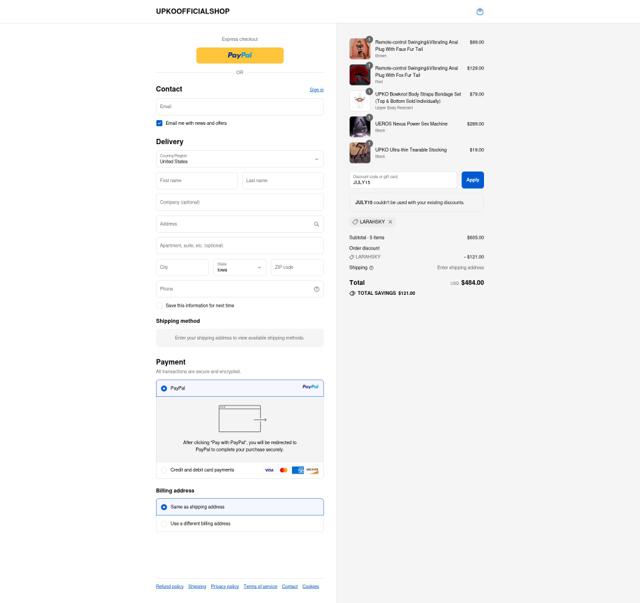 UPKO checkout page showing UPKO promo code box | Screenshot taken by SimplyCodes community member on Sep 10, 2025