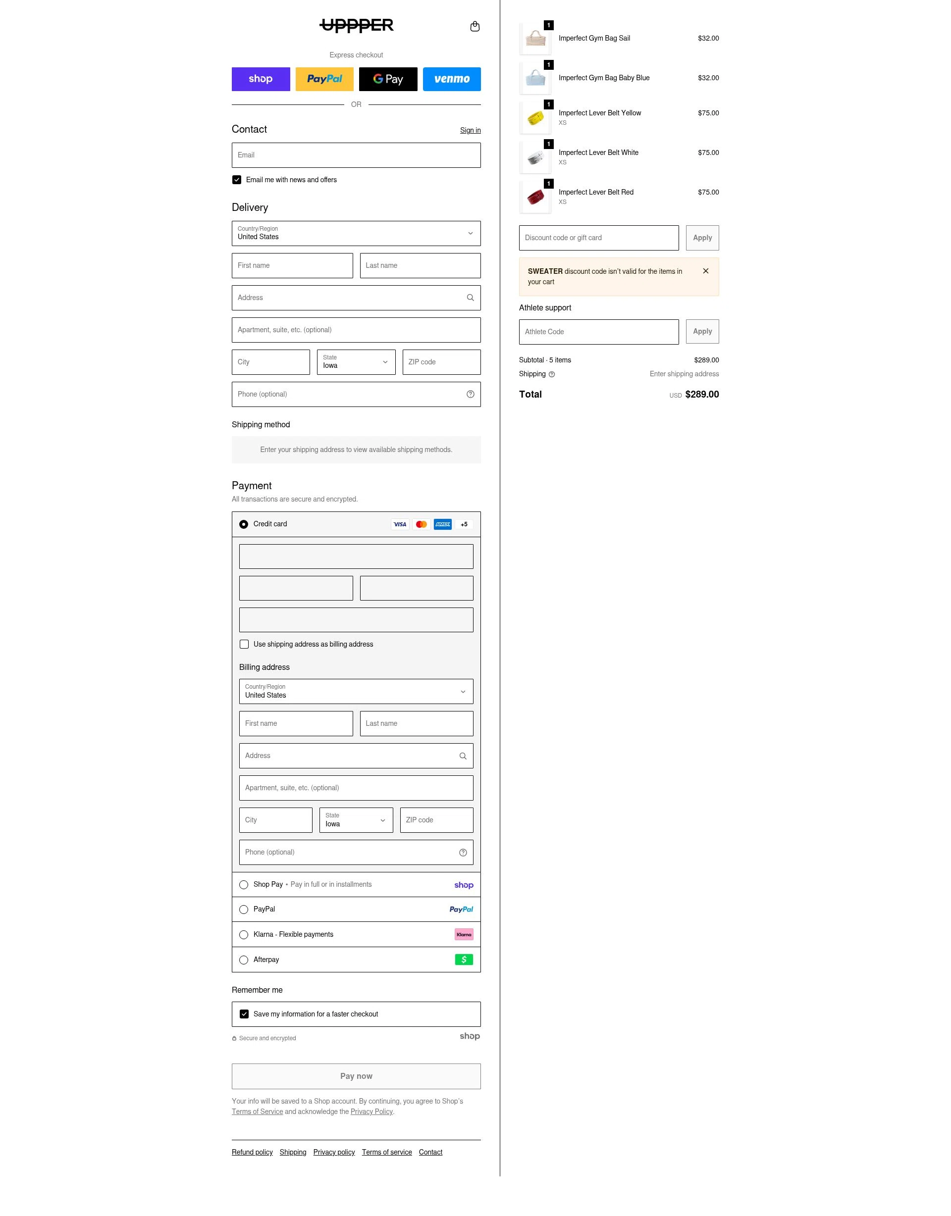 Uppper checkout page showing Uppper discount code box | Screenshot taken by SimplyCodes community member on Jan 22, 2026