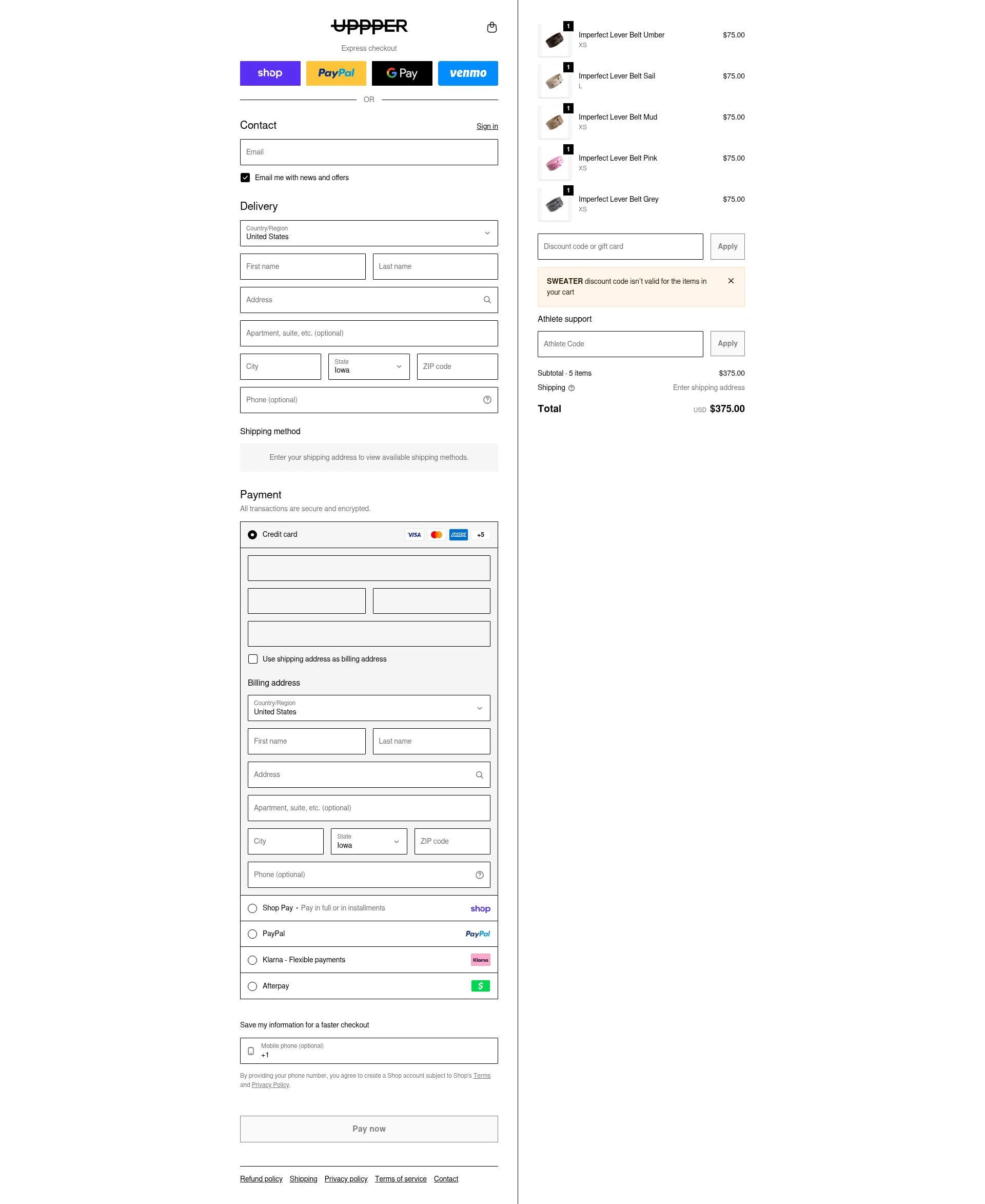 Uppper checkout page showing Uppper discount code box | Screenshot taken by SimplyCodes community member on Feb 9, 2026