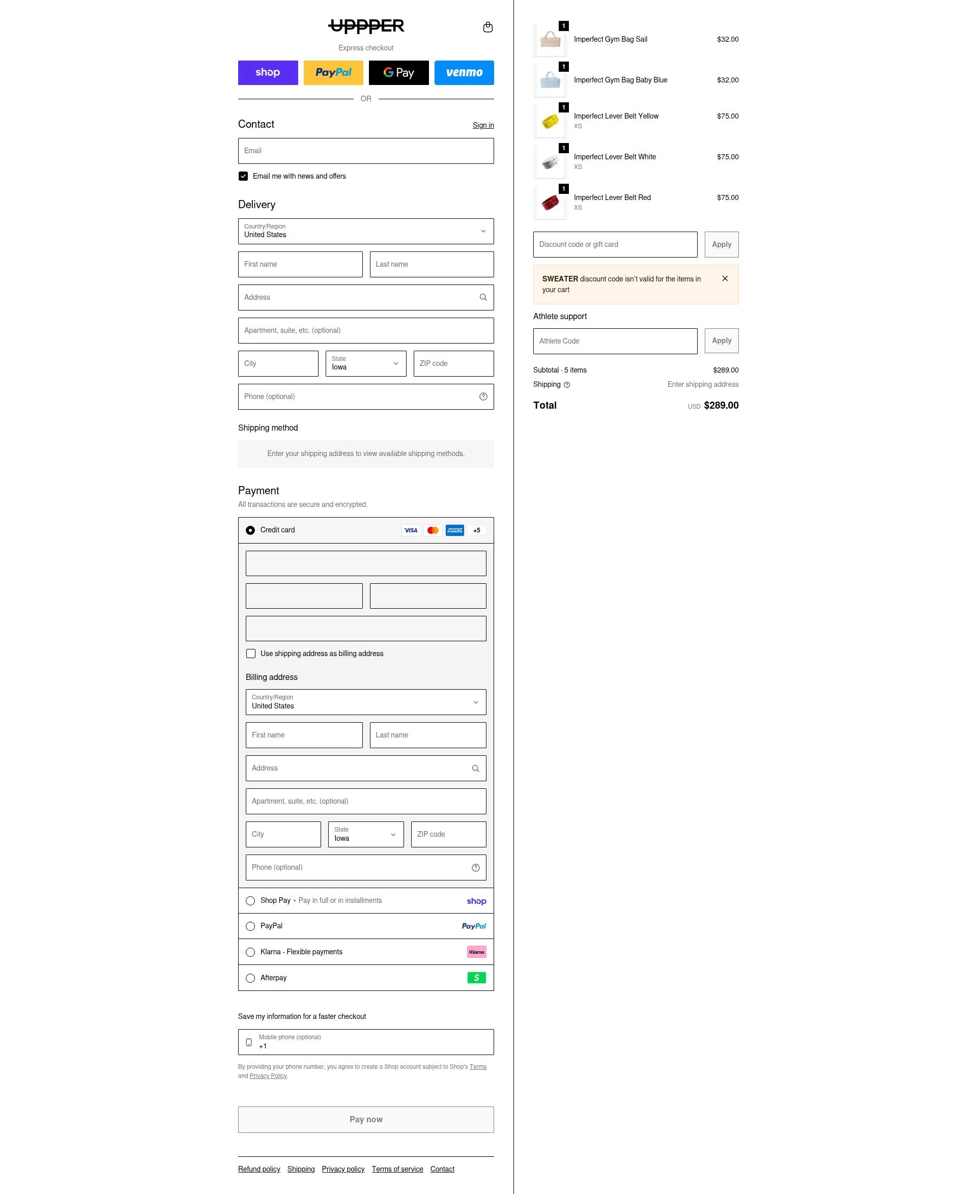 Uppper checkout page showing Uppper discount code box | Screenshot taken by SimplyCodes community member on Feb 4, 2026