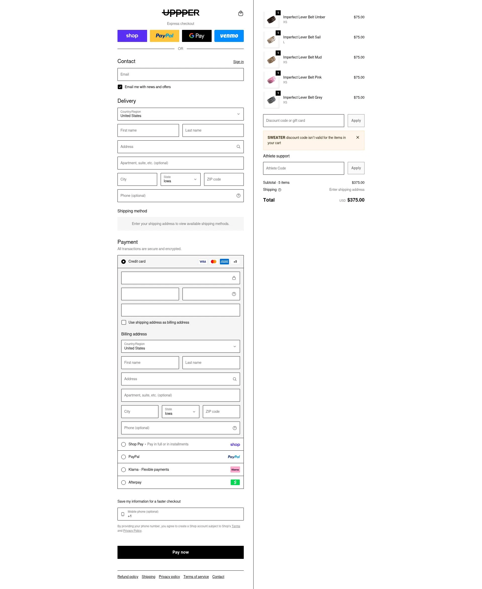 Uppper checkout page showing Uppper discount code box | Screenshot taken by SimplyCodes community member on Feb 11, 2026