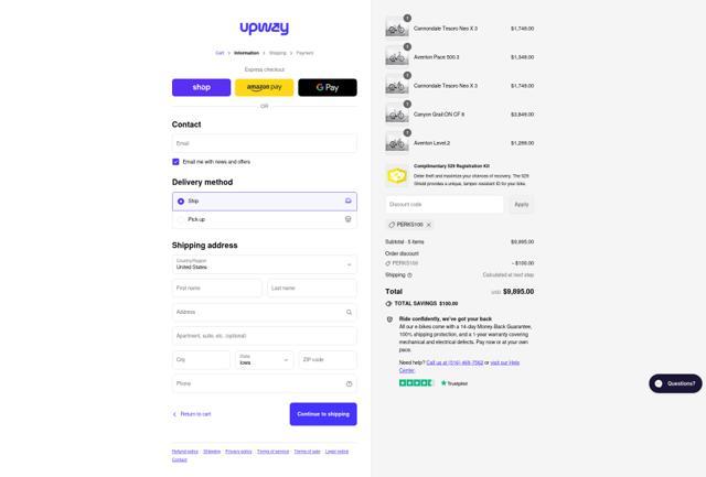 Upway checkout page showing Upway discount code box | Screenshot taken by SimplyCodes community member on Sep 7, 2025