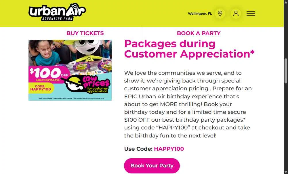 Urban Air Adventure Park checkout page showing Urban Air Adventure Park promo code box | Screenshot taken by SimplyCodes community member on Dec 26, 2025