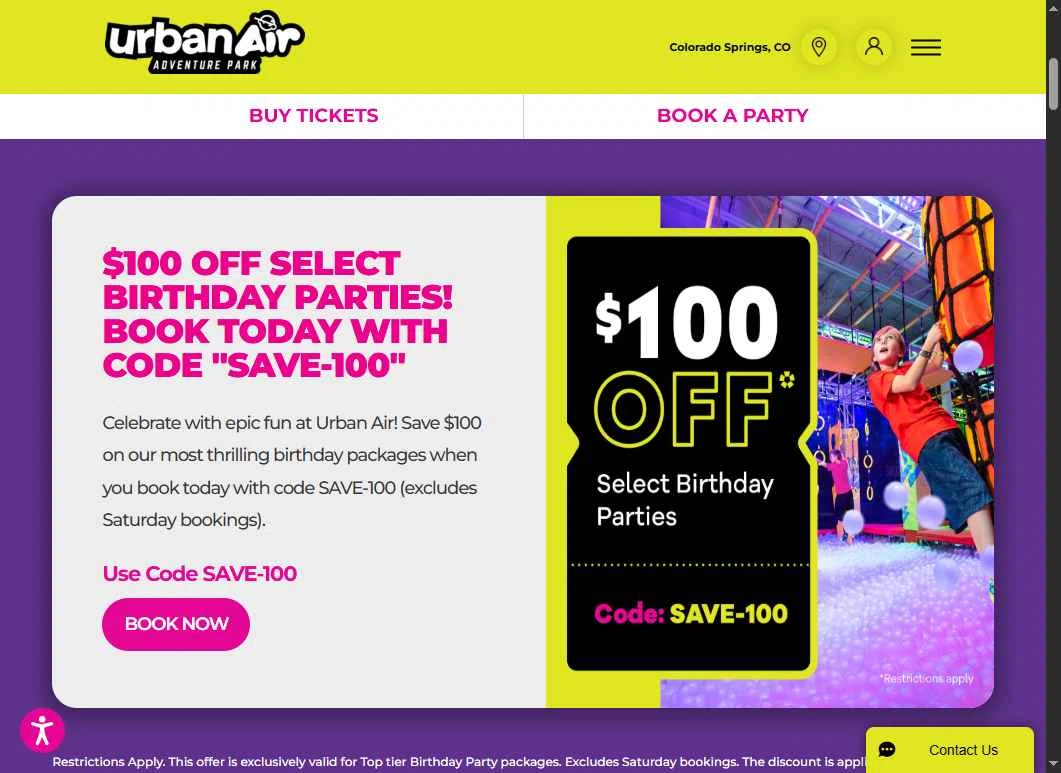 Urban Air Adventure Park checkout page showing Urban Air Adventure Park promo code box | Screenshot taken by SimplyCodes community member on Jan 6, 2026