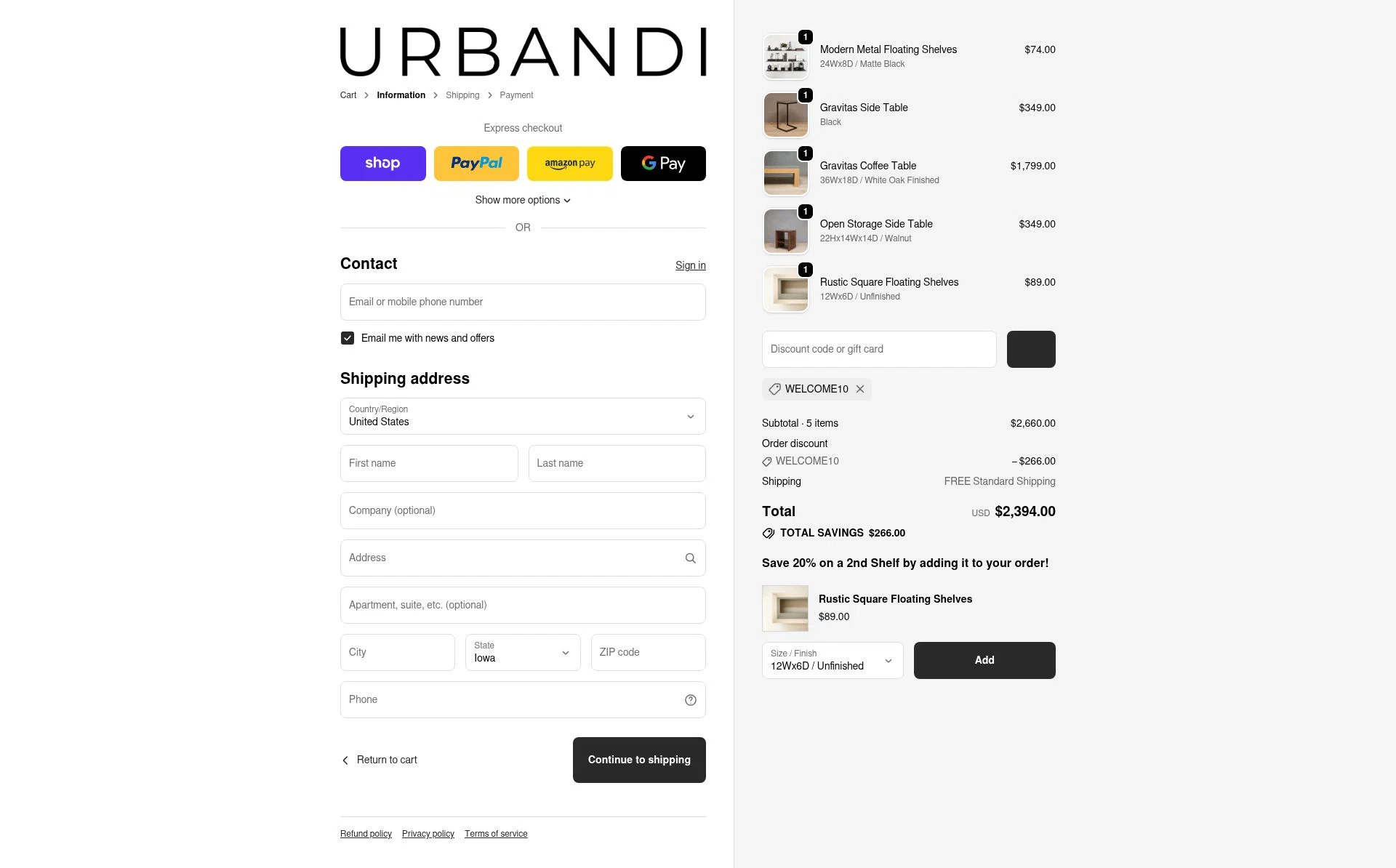 Urbandi checkout page showing Urbandi discount code box | Screenshot taken by SimplyCodes community member on Jan 4, 2026