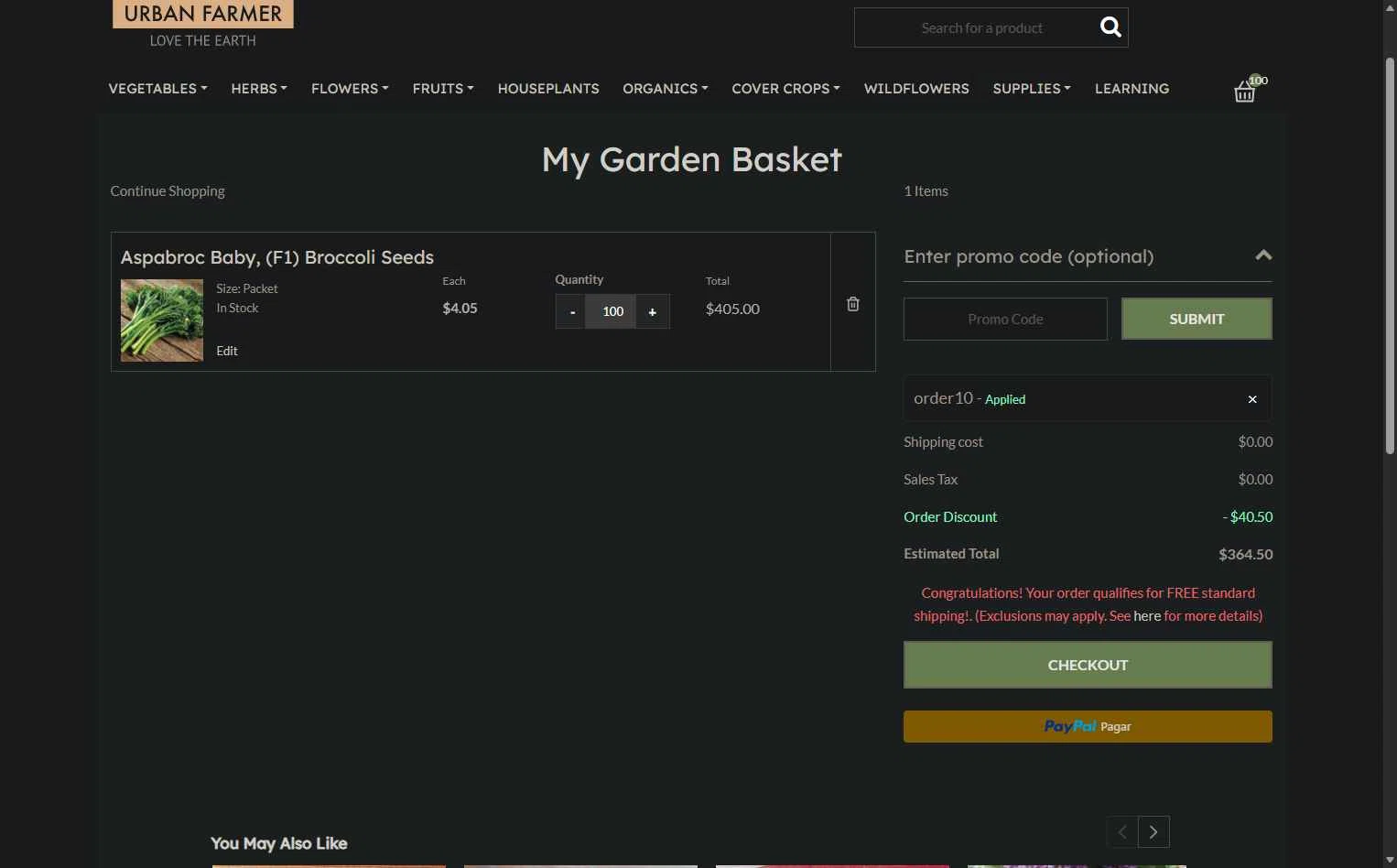 Urban Farmer checkout page showing Urban Farmer promo code box | Screenshot taken by SimplyCodes community member on Dec 22, 2025