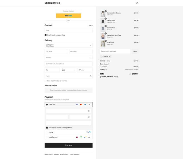 Urban Revivo checkout page showing Urban Revivo discount code box | Screenshot taken by SimplyCodes community member on Sep 13, 2025