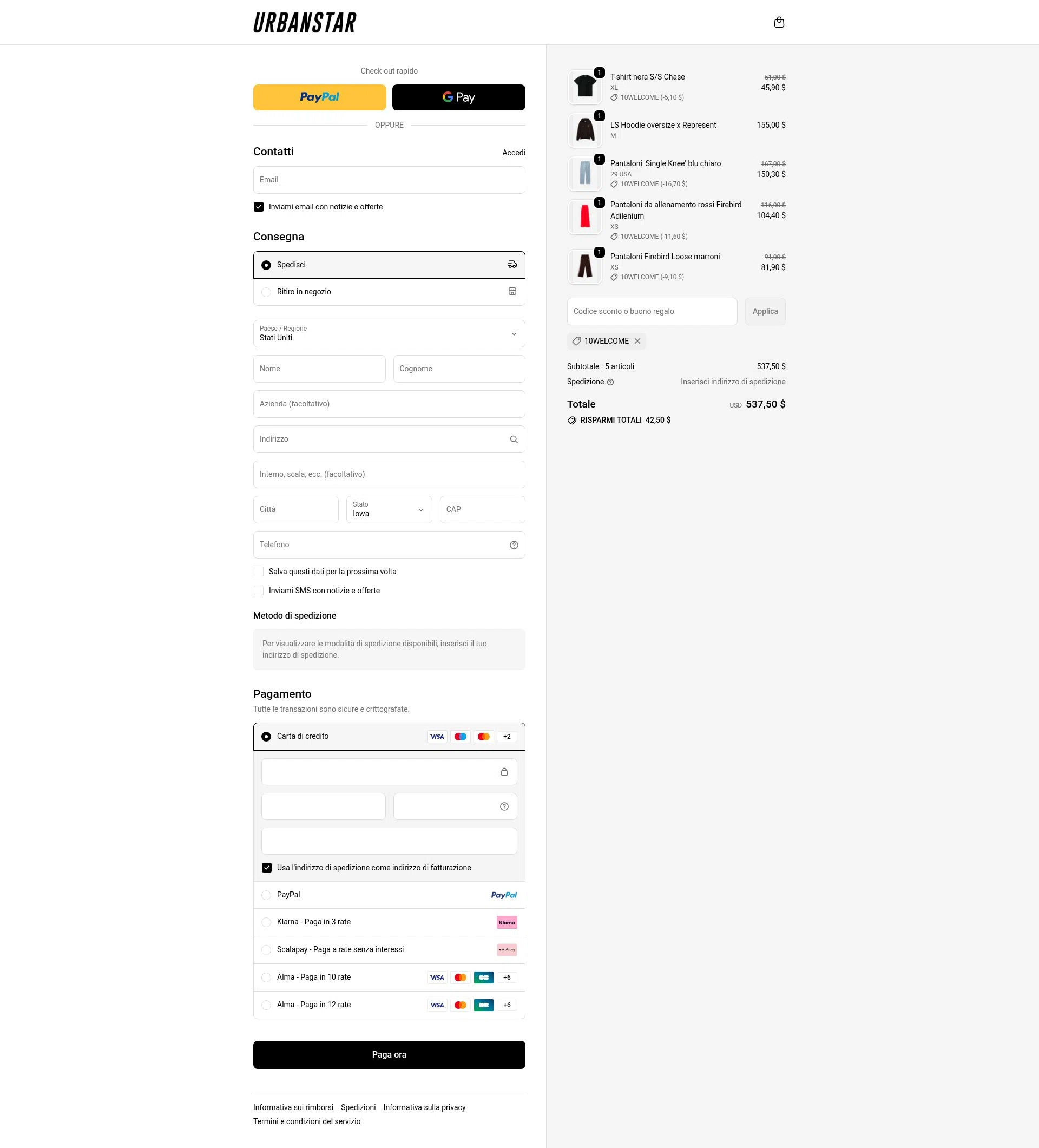 Urbanstar checkout page showing Urbanstar discount code box | Screenshot taken by SimplyCodes community member on Feb 9, 2026