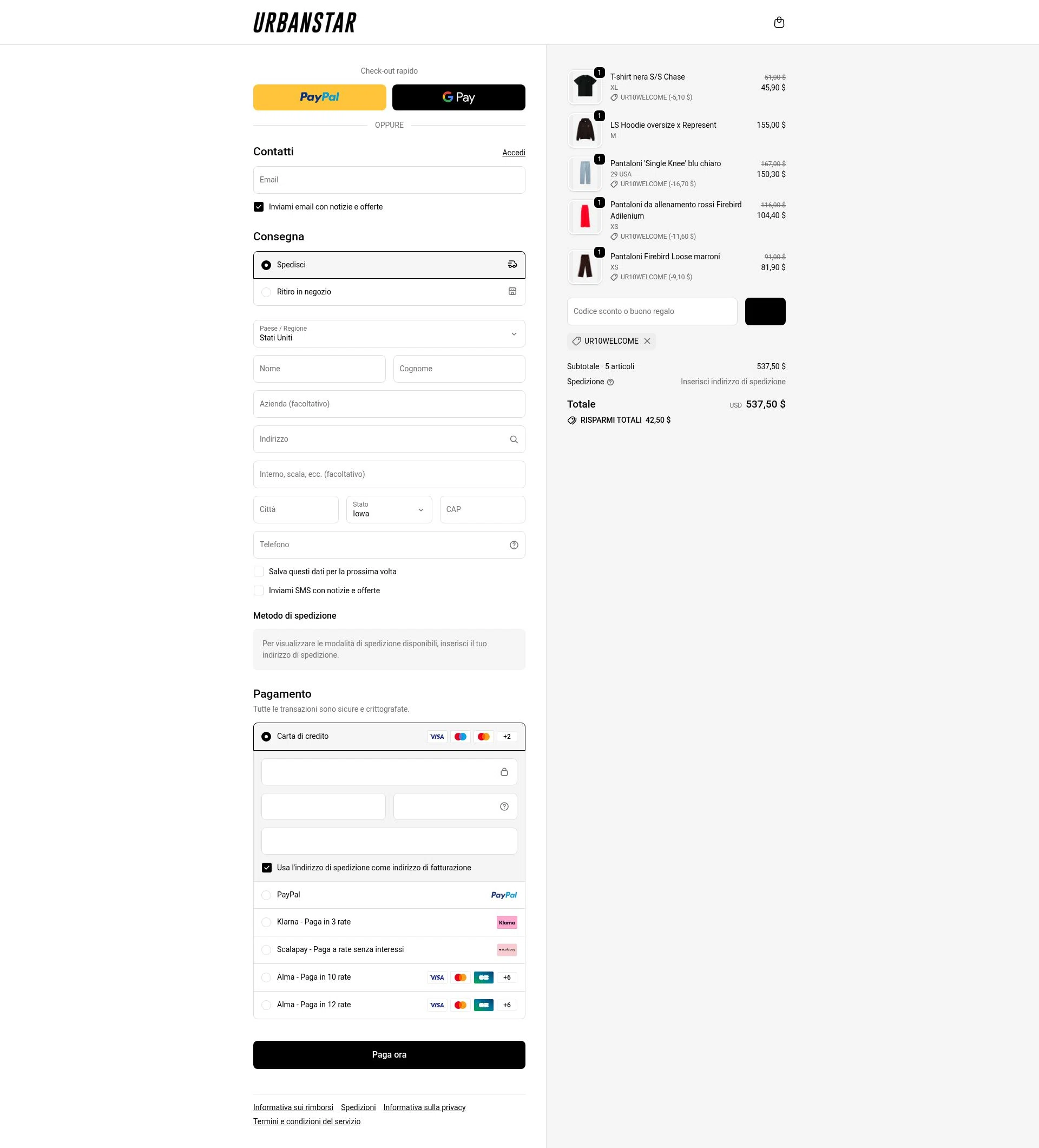 Urbanstar checkout page showing Urbanstar discount code box | Screenshot taken by SimplyCodes community member on Jan 31, 2026