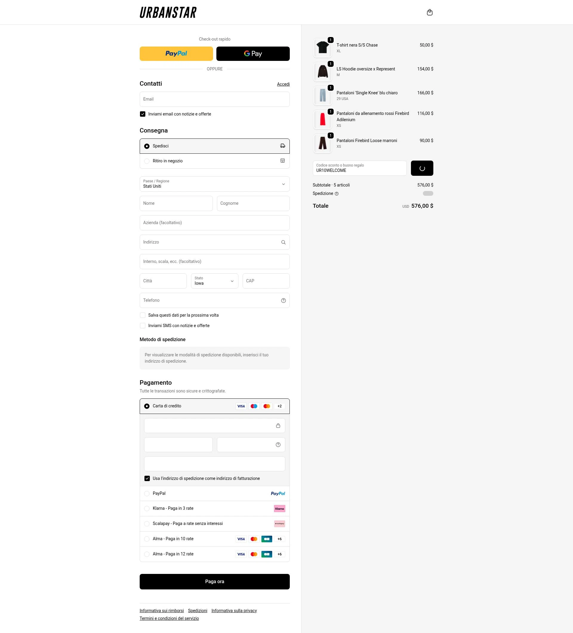Urbanstar checkout page showing Urbanstar discount code box | Screenshot taken by SimplyCodes community member on Feb 5, 2026