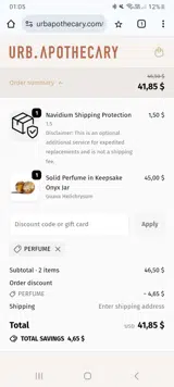 PERFUME coupon verification screenshot