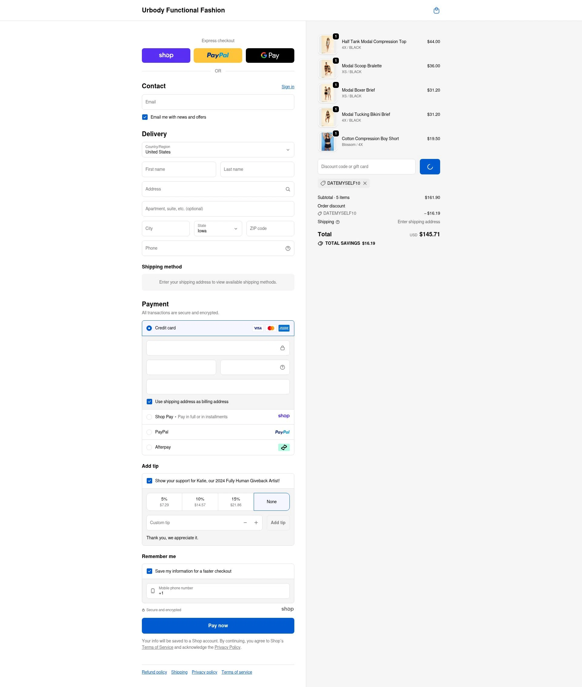 Urbody checkout page showing Urbody discount code box | Screenshot taken by SimplyCodes community member on Dec 31, 2025