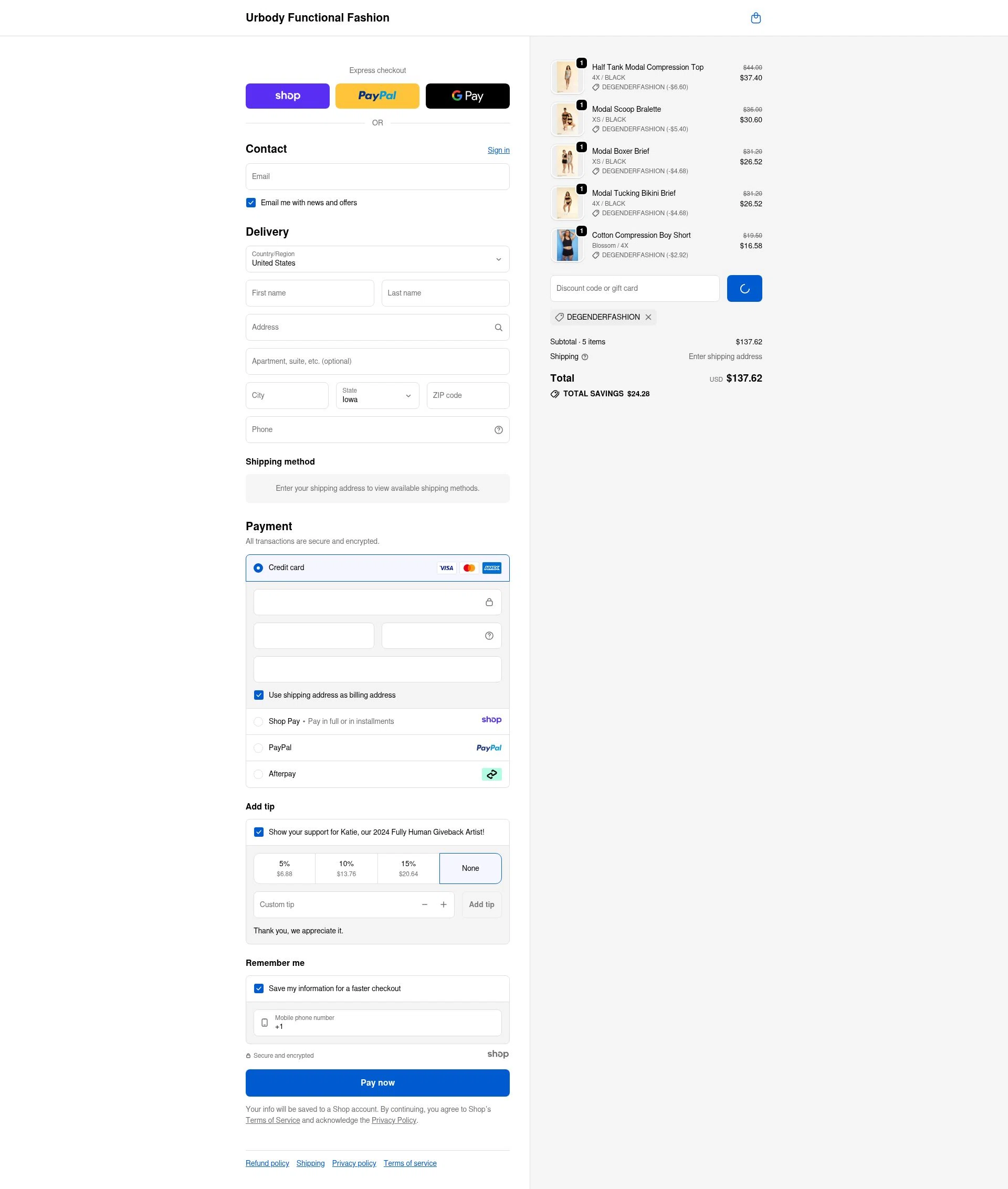 Urbody checkout page showing Urbody discount code box | Screenshot taken by SimplyCodes community member on Dec 31, 2025