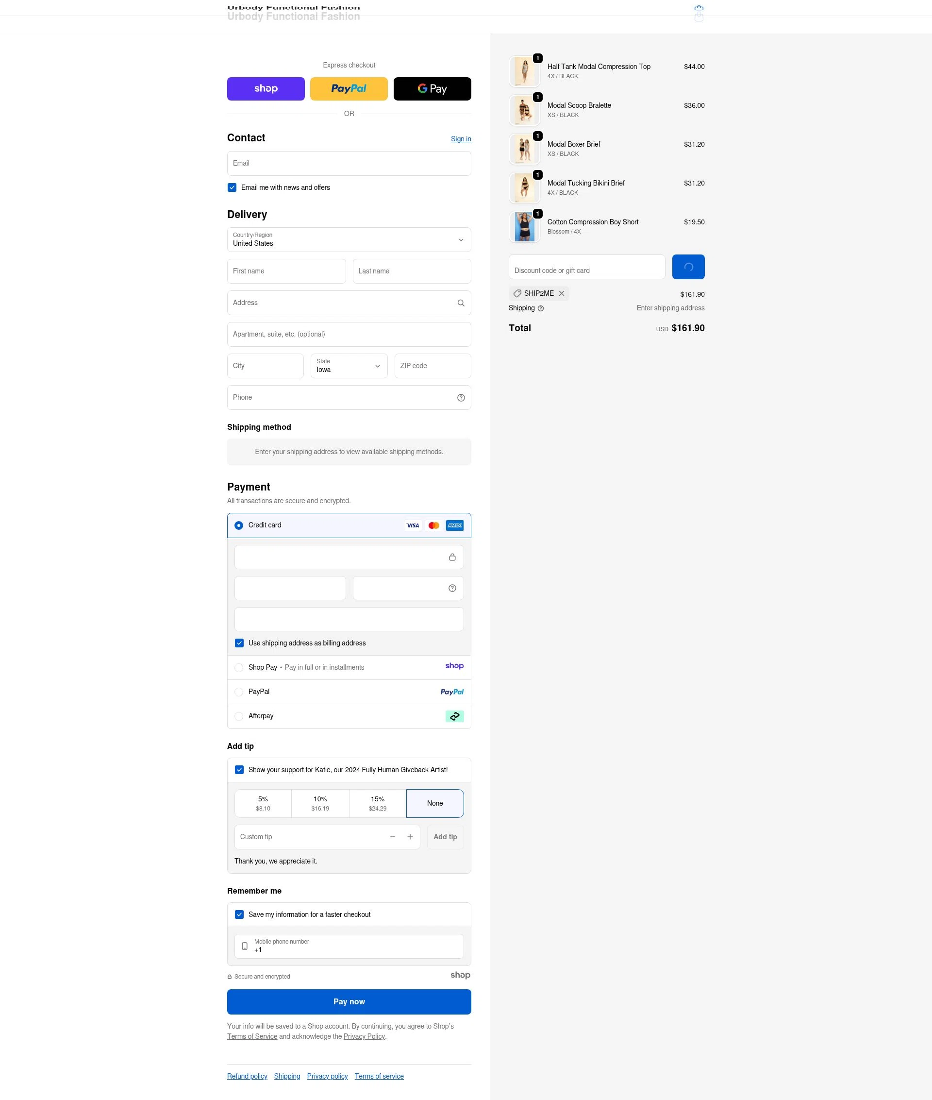 Urbody checkout page showing Urbody discount code box | Screenshot taken by SimplyCodes community member on Dec 26, 2025