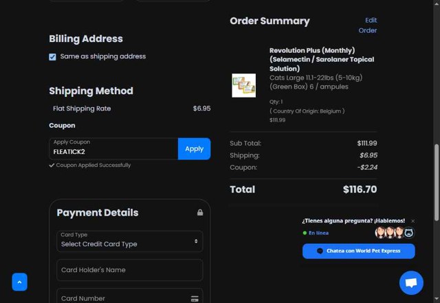 World Pet Express checkout page showing World Pet Express coupon code box | Screenshot taken by SimplyCodes community member on Jun 23, 2025