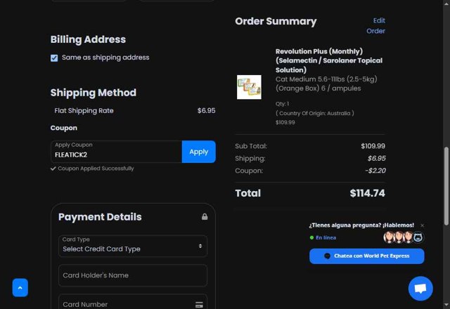 World Pet Express checkout page showing World Pet Express coupon code box | Screenshot taken by SimplyCodes community member on Jun 23, 2025