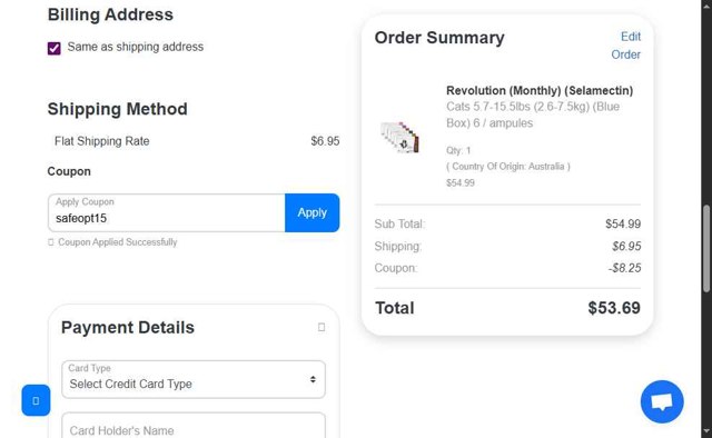 World Pet Express checkout page showing World Pet Express coupon code box | Screenshot taken by SimplyCodes community member on Jul 11, 2025