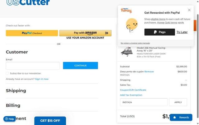 USCutter checkout page showing USCutter promo code box | Screenshot taken by SimplyCodes community member on Jun 30, 2025