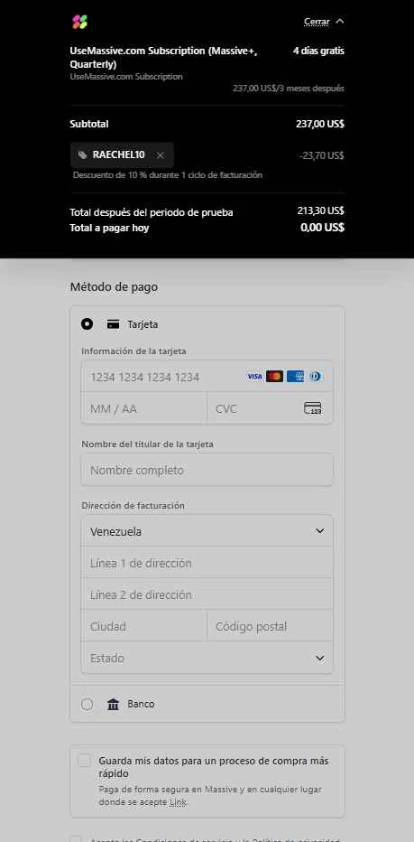Massive checkout page showing Massive promo code box | Screenshot taken by SimplyCodes community member on Sep 23, 2025
