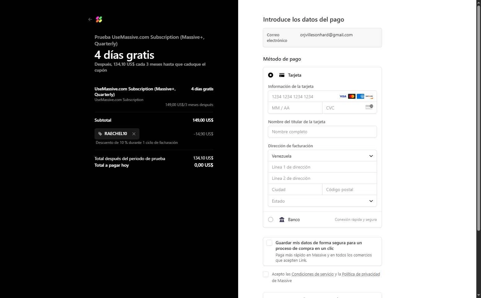 Massive checkout page showing Massive promo code box | Screenshot taken by SimplyCodes community member on Jun 9, 2025