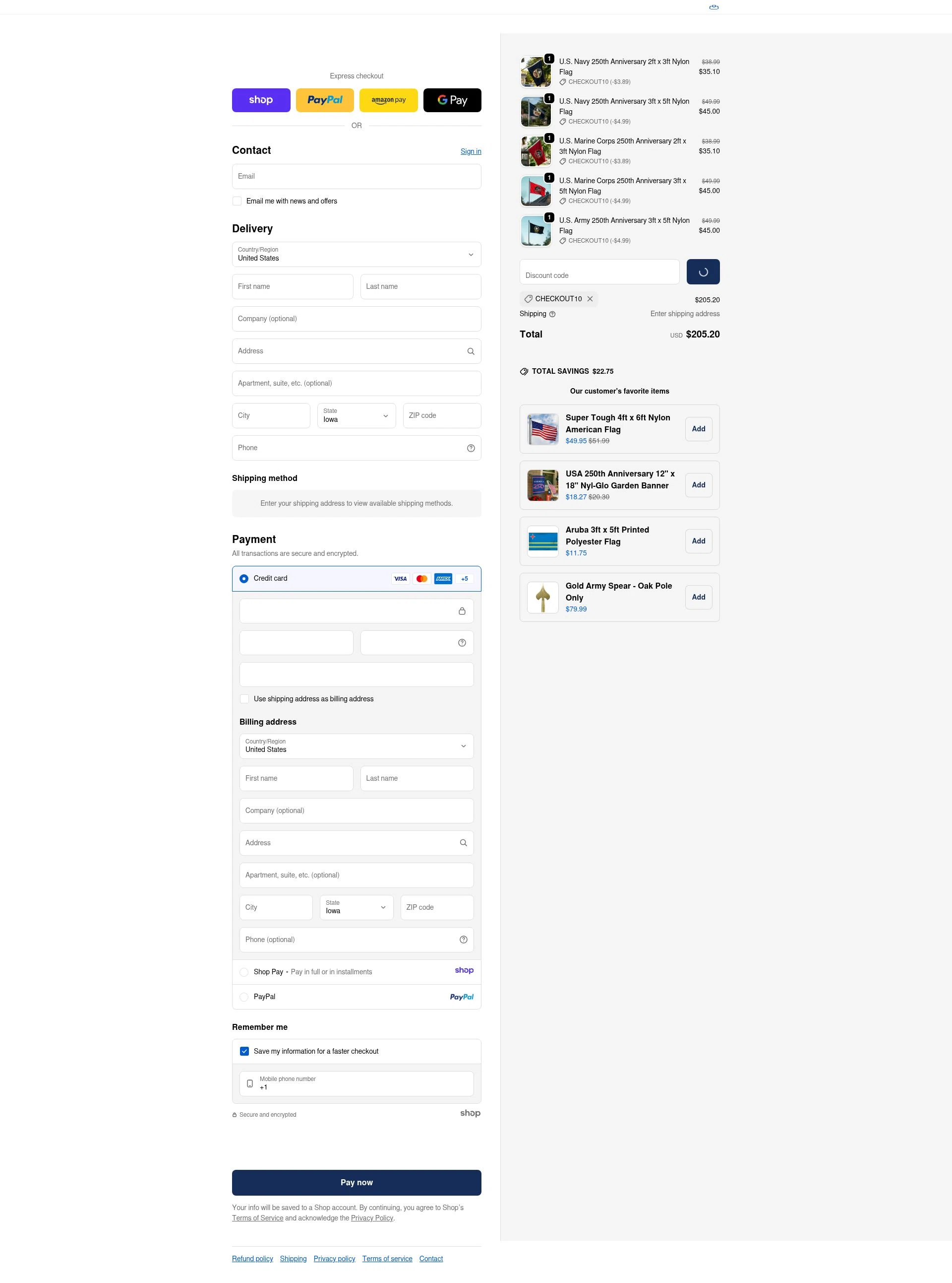 United States Flag Store checkout page showing United States Flag Store coupon code box | Screenshot taken by SimplyCodes community member on Dec 28, 2025