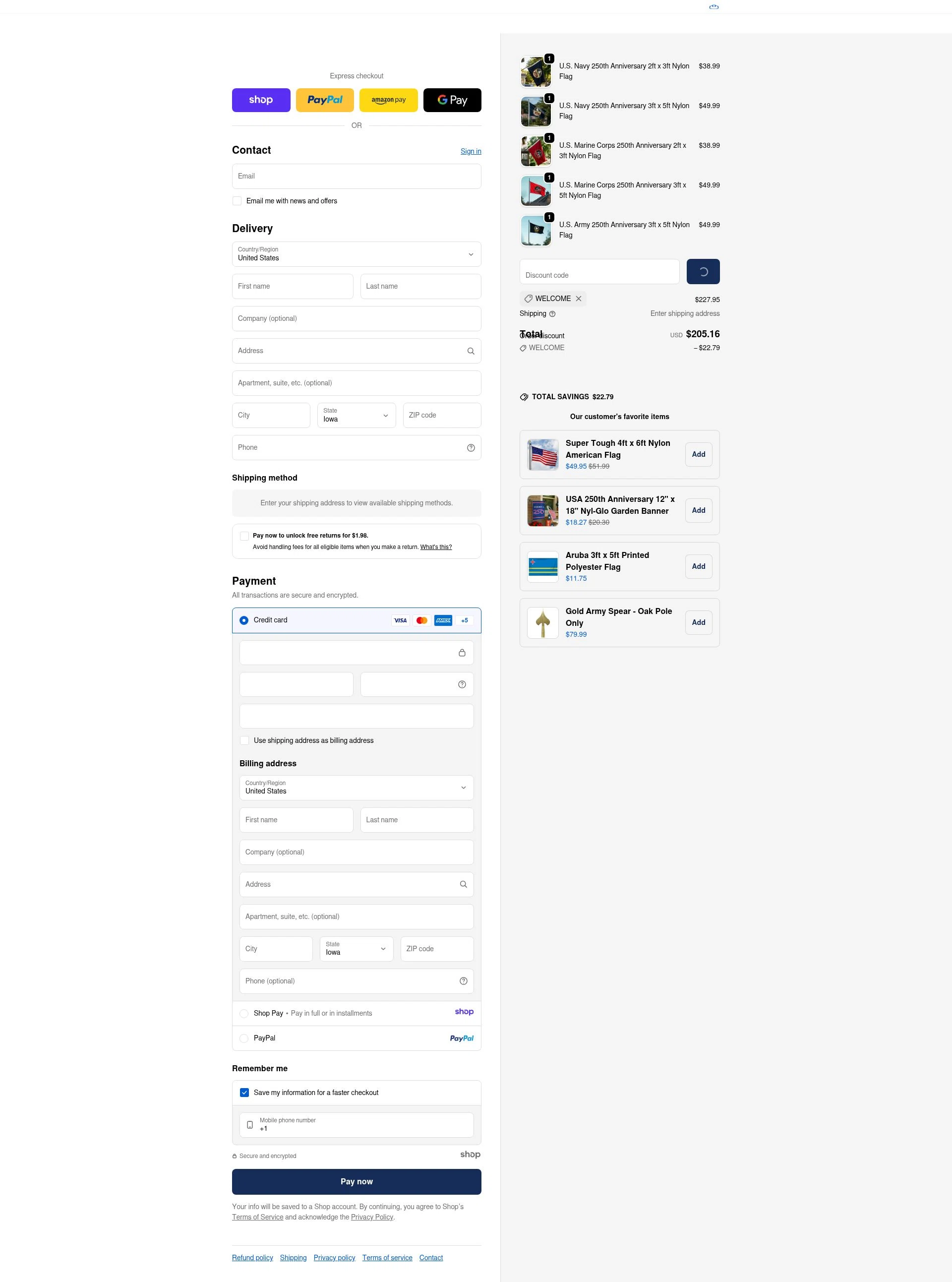 United States Flag Store checkout page showing United States Flag Store coupon code box | Screenshot taken by SimplyCodes community member on Dec 28, 2025